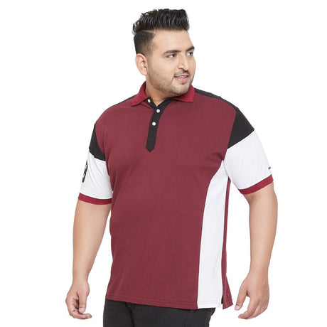 Men Plus Size Limbo Colorblock Polo Tshirt - bigbanana
