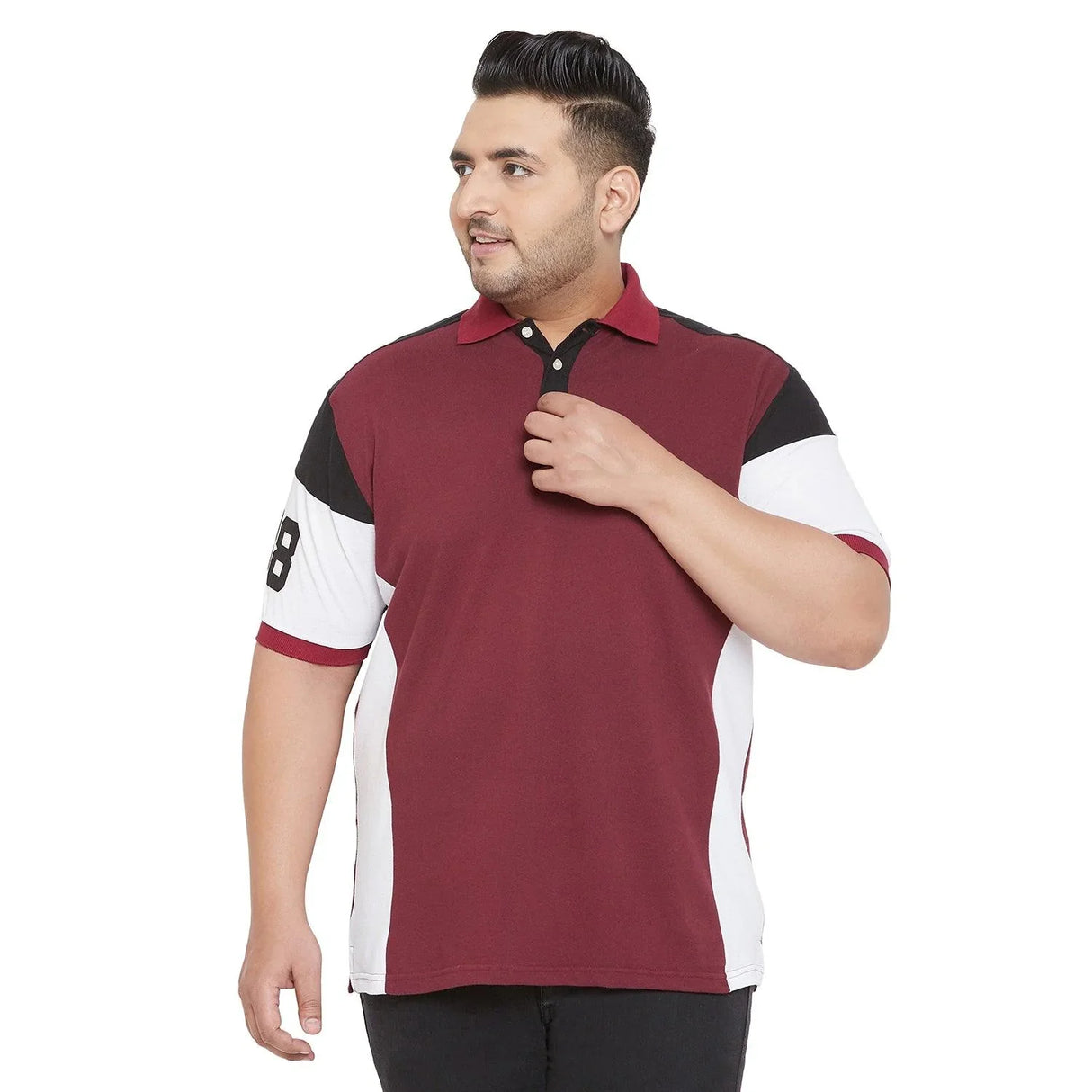 Men Plus Size Limbo Colorblock Polo Tshirt - bigbanana