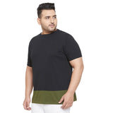 Men Plus Size Lison Colorblock Round Neck Tshirt - bigbanana