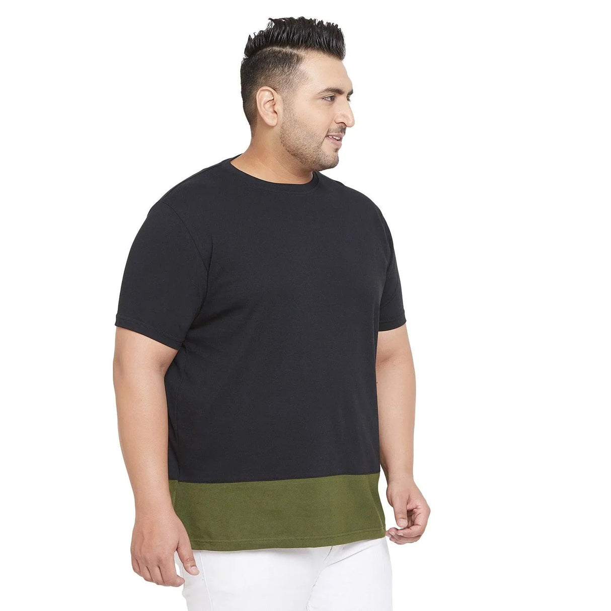 Men Plus Size Lison Colorblock Round Neck Tshirt - bigbanana