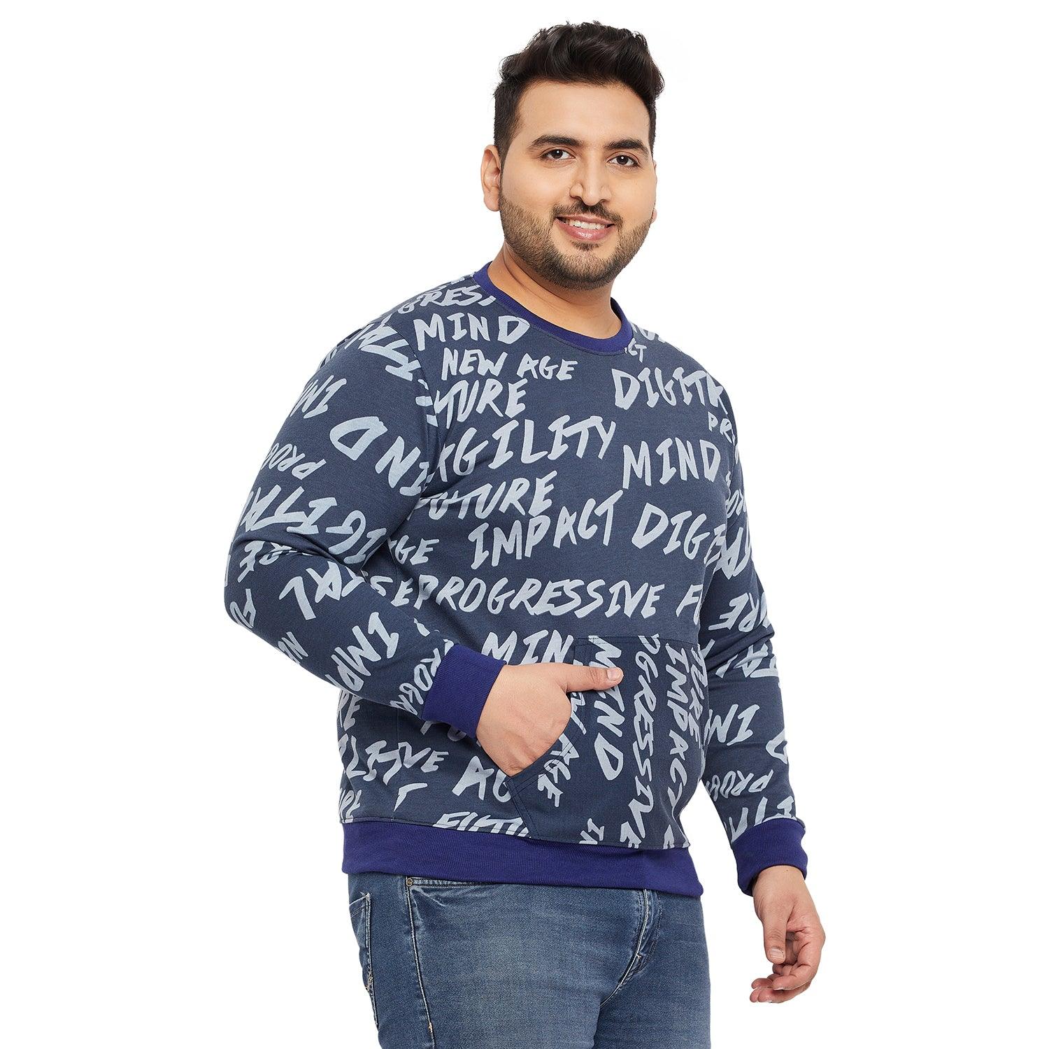 Men Plus Size Manuel Printed Sweatshirt - bigbanana