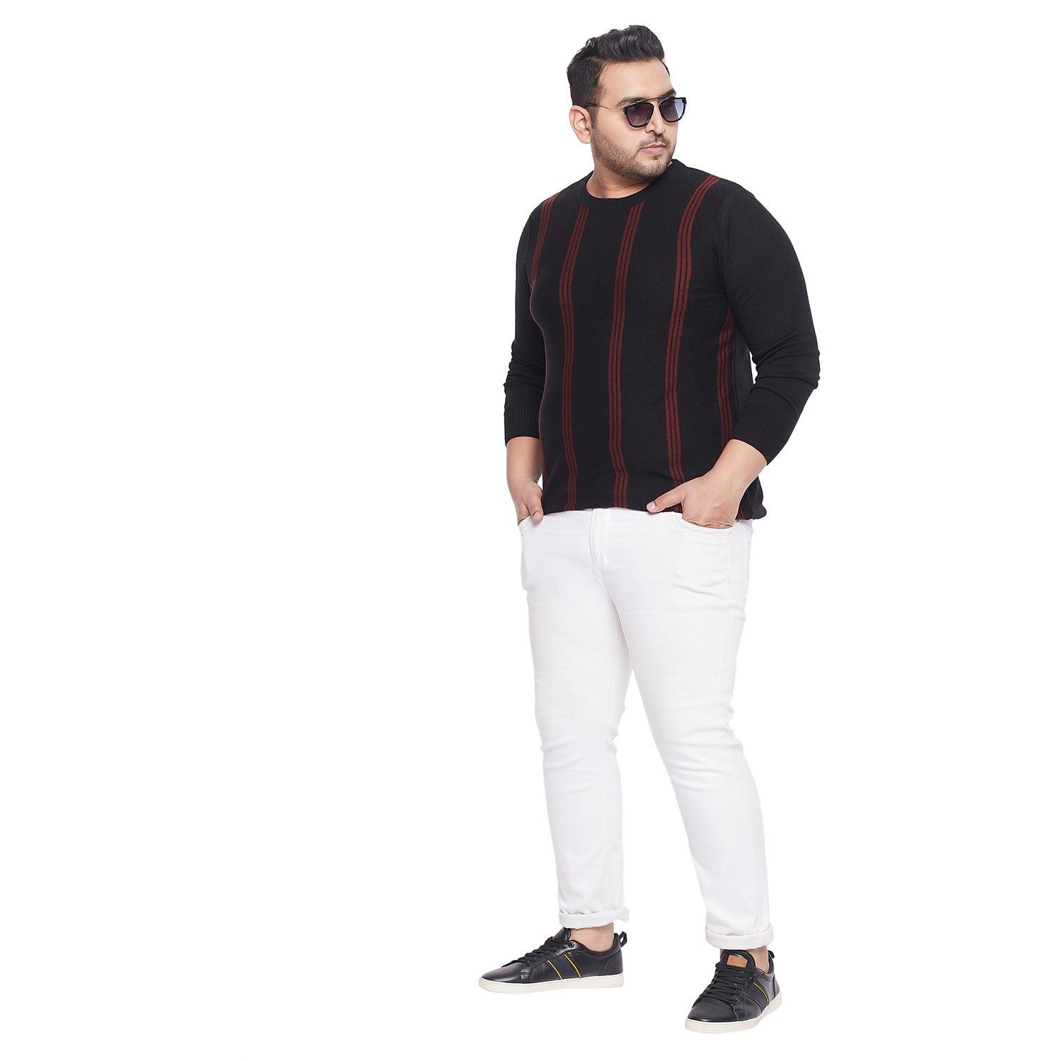 Men Plus Size Maurice Striped Sweater - bigbanana