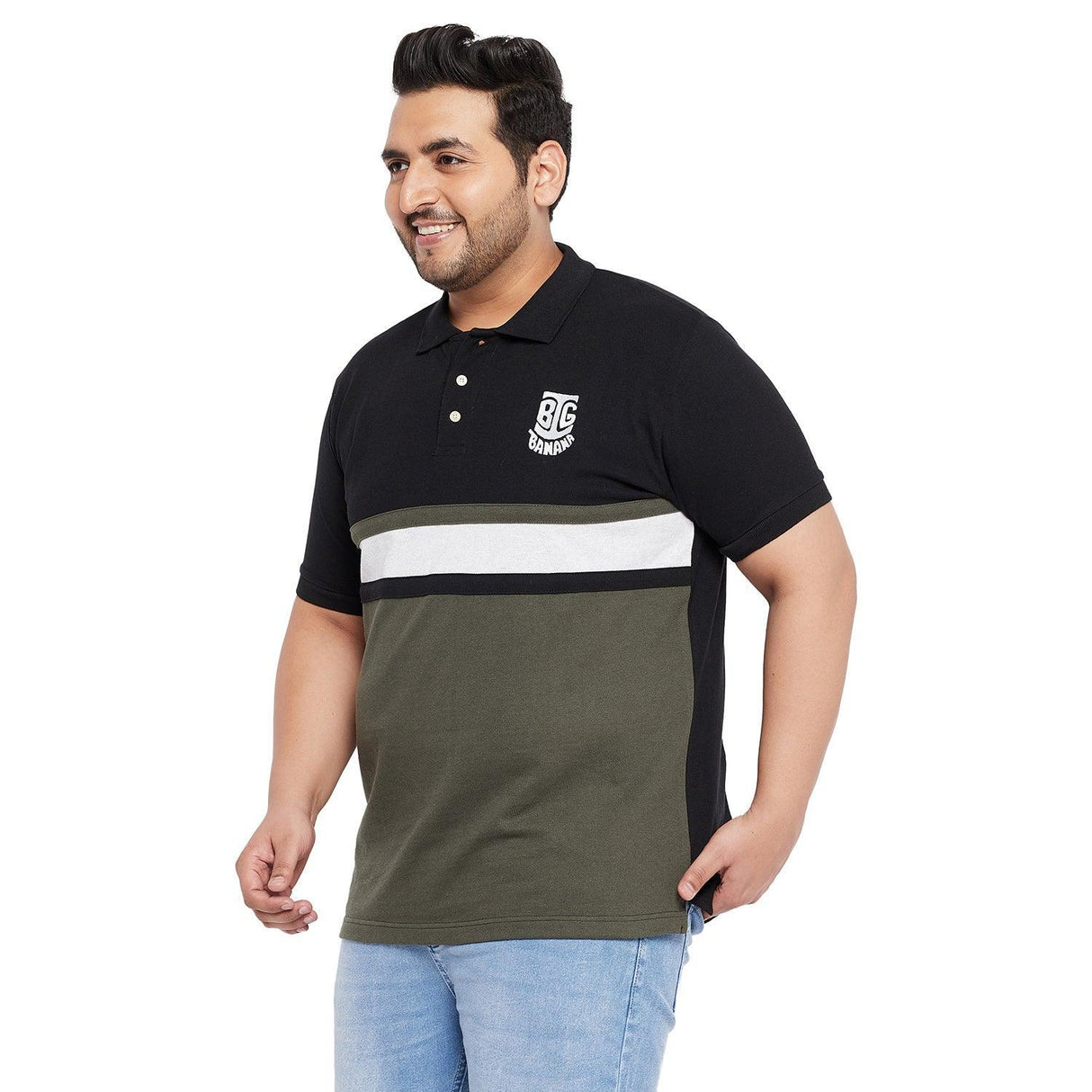 Men Plus Size Mayaso Colorblock Polo Tshirt - bigbanana