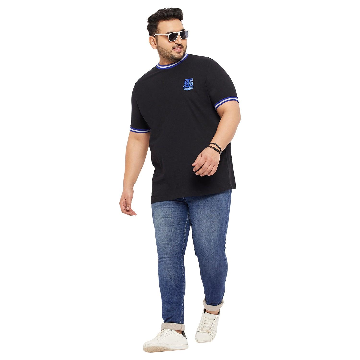 Men Plus Size Mule-B Solid Round Neck Tshirt - bigbanana