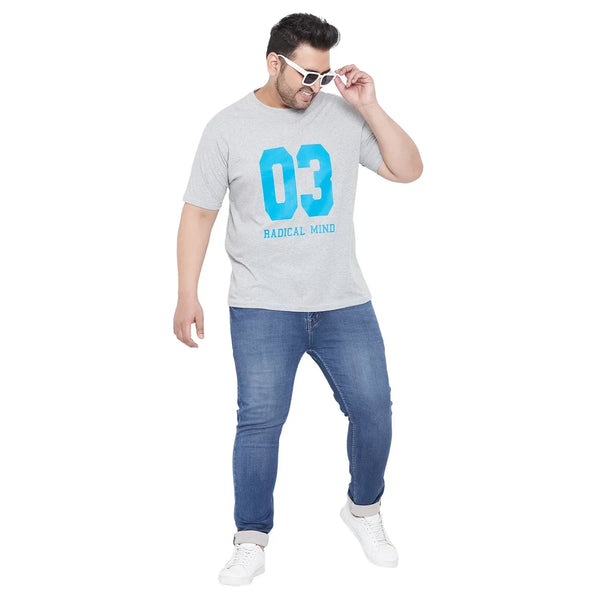 Men Plus Size Parry Printed Round Neck Tshirt