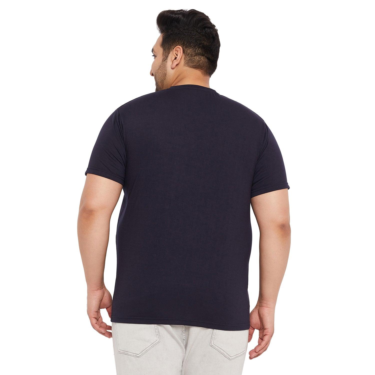 Men Plus Size Pebble Colorblock Round Neck Tshirt - bigbanana