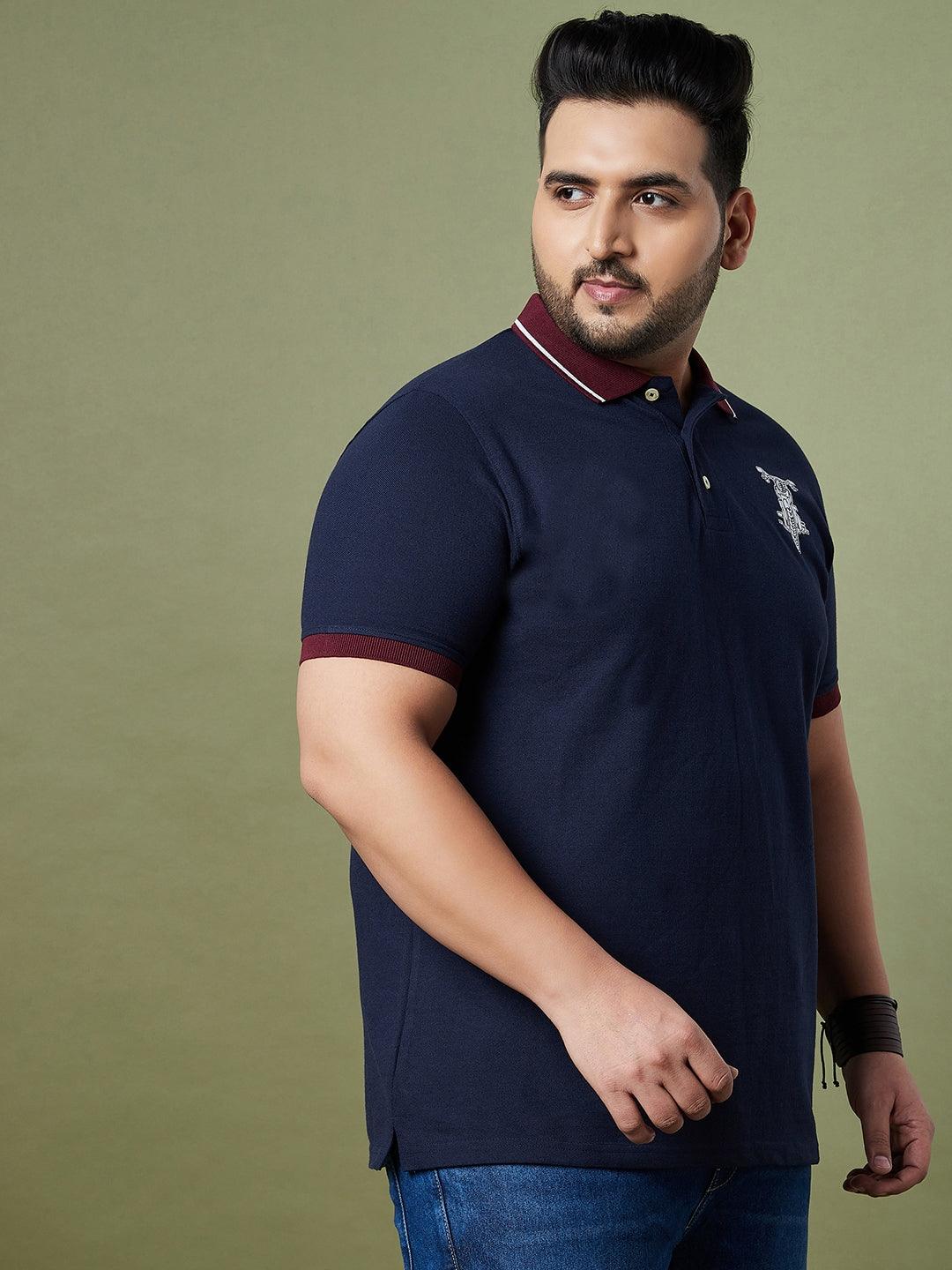 Men Plus Size Piston Solid Polo Tshirt - bigbanana