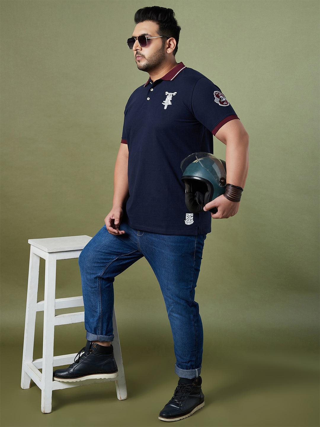 Men Plus Size Piston Solid Polo Tshirt - bigbanana