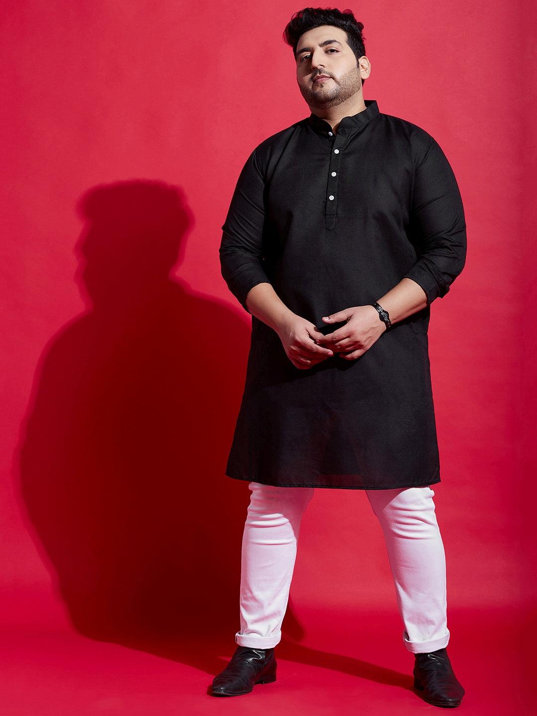 Men Plus Size Poshaq Solid Kurta - bigbanana