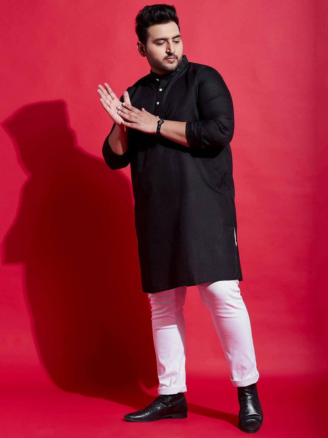 Men Plus Size Poshaq Solid Kurta - bigbanana