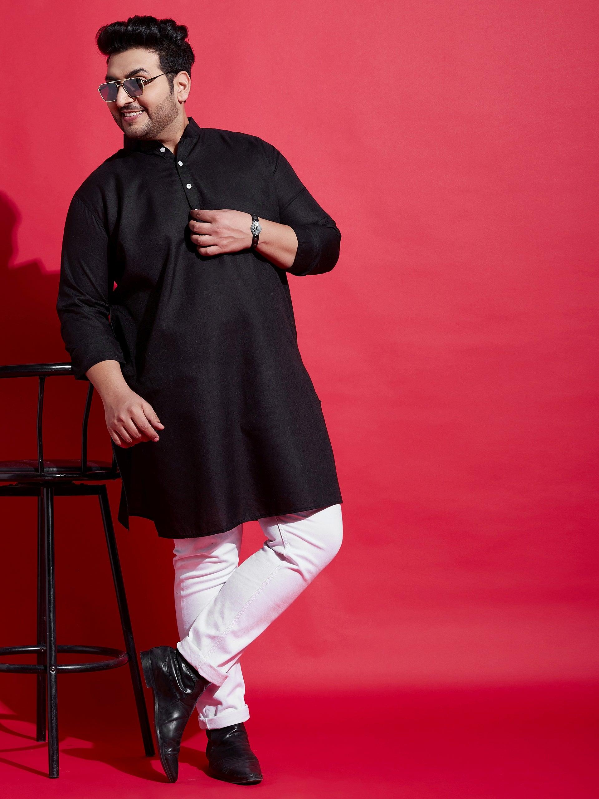 Men Plus Size Poshaq Solid Kurta - bigbanana