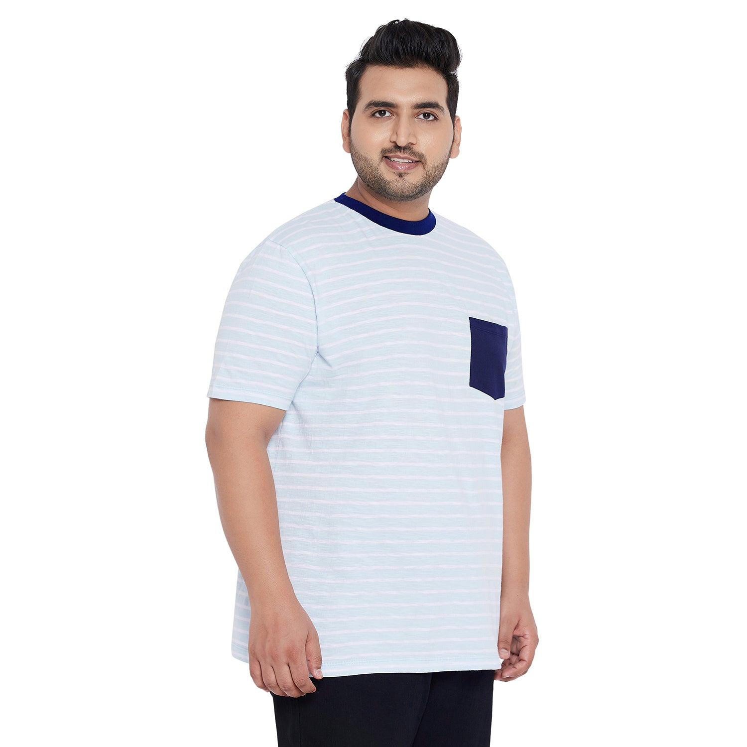 Men Plus Size Potter-B Striped Round Neck Tshirt - bigbanana