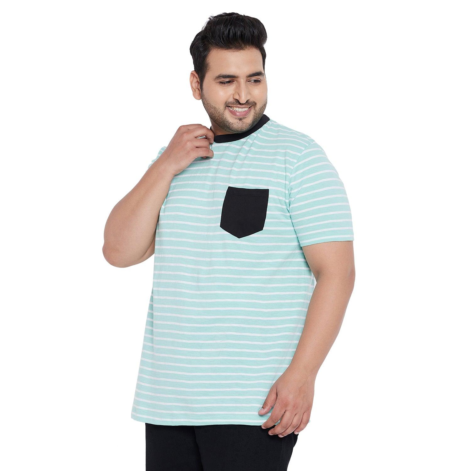 Men Plus Size Potter-SG Striped Round Neck Tshirt - bigbanana