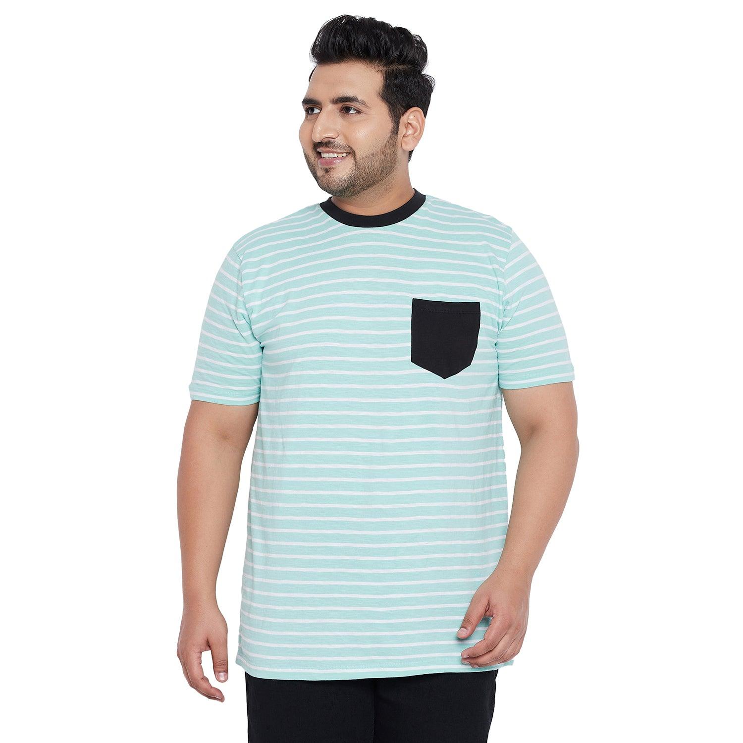 Men Plus Size Potter-SG Striped Round Neck Tshirt - bigbanana