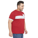 Men Plus Size Ramp Colorblock Round Neck Tshirt - bigbanana