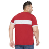 Men Plus Size Ramp Colorblock Round Neck Tshirt - bigbanana