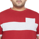 Men Plus Size Ramp Colorblock Round Neck Tshirt - bigbanana