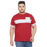 Men Plus Size Ramp Colorblock Round Neck Tshirt - bigbanana