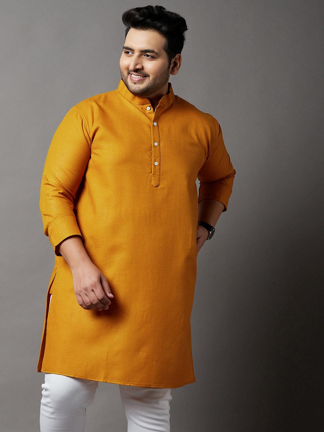 Men Plus Size Rang Solid Kurta - bigbanana