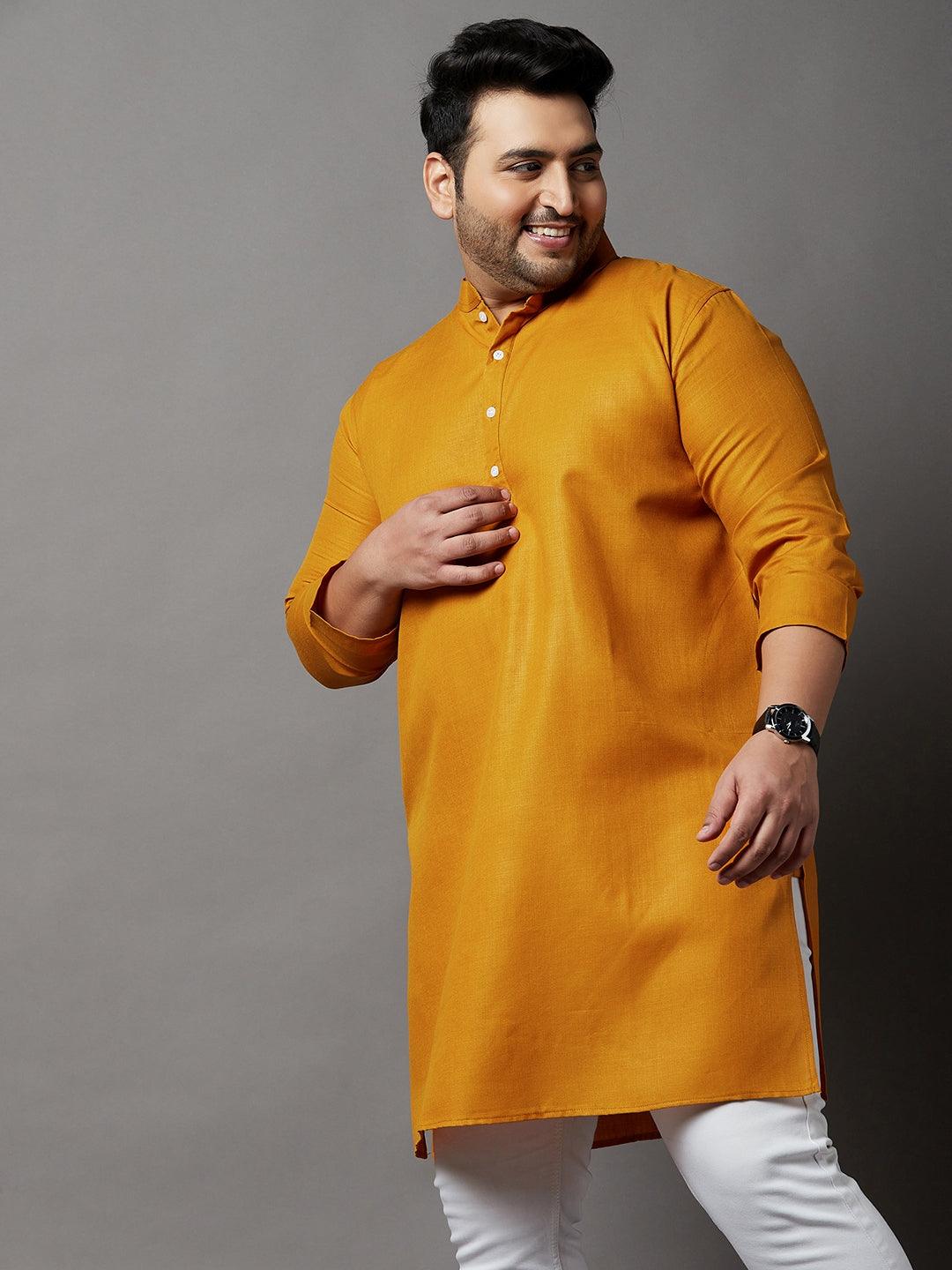 Men Plus Size Rang Solid Kurta - bigbanana