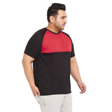 Men Plus Size Rojo-B Colorblock Round Neck Tshirt - bigbanana