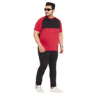 Men Plus Size Rojo-R Colorblock Round Neck Tshirt - bigbanana