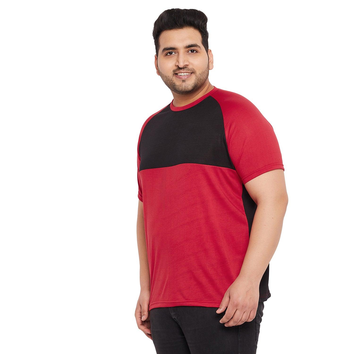 Men Plus Size Rojo-R Colorblock Round Neck Tshirt - bigbanana