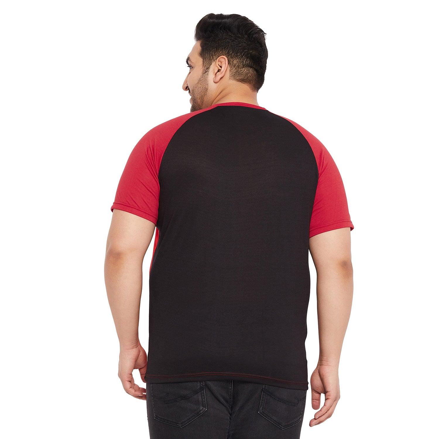 Men Plus Size Rojo-R Colorblock Round Neck Tshirt - bigbanana