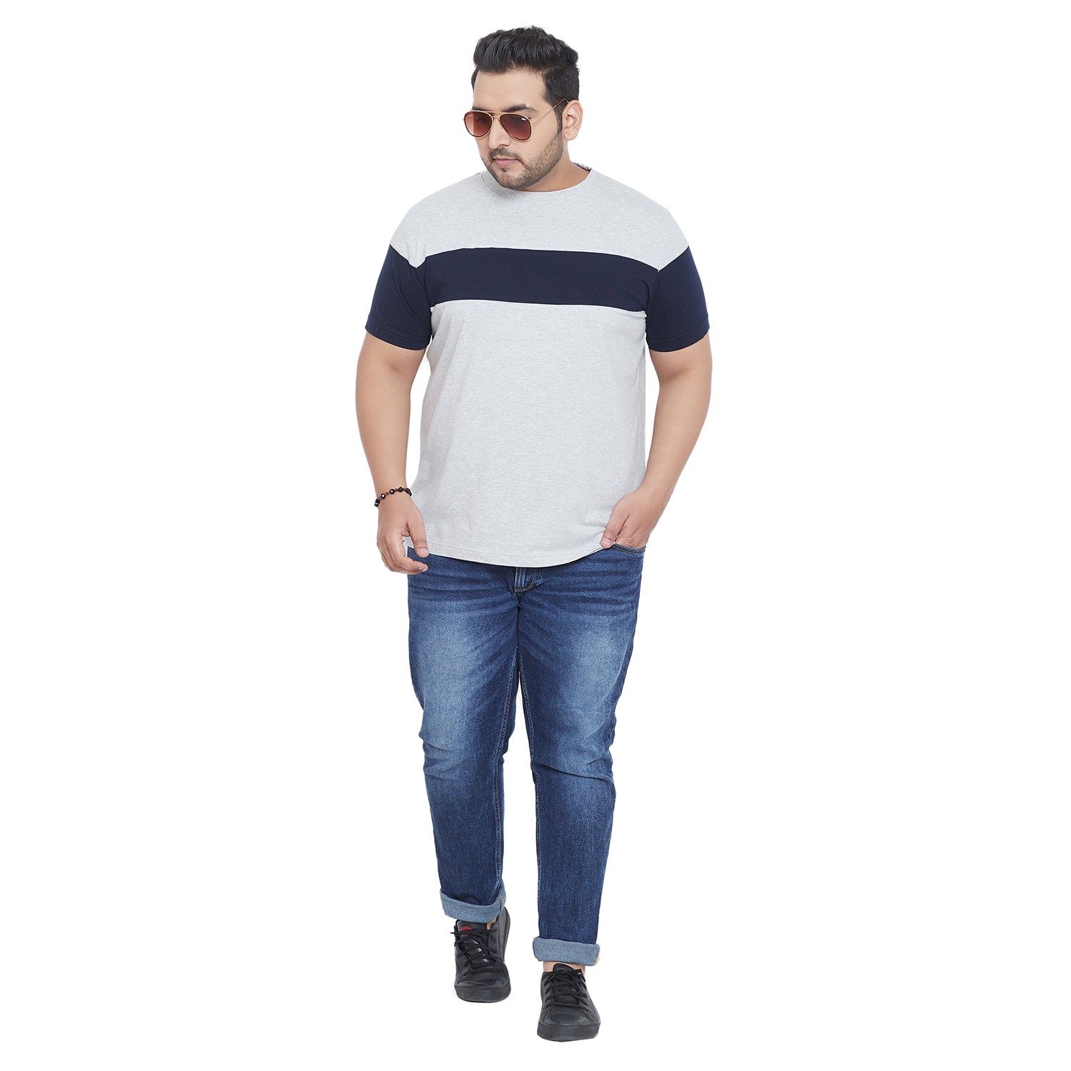 Men Plus Size Rylan Colorblock Round Neck Tshirt - bigbanana