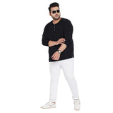 Men Plus Size Bloom Solid Henley Tshirt - bigbanana