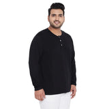 Men Plus Size Bloom Solid Henley Tshirt - bigbanana