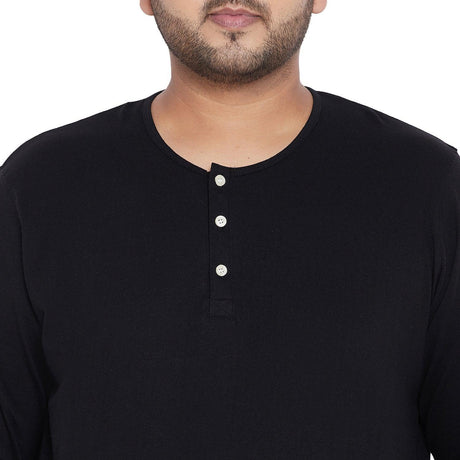 Men Plus Size Bloom Solid Henley Tshirt - bigbanana