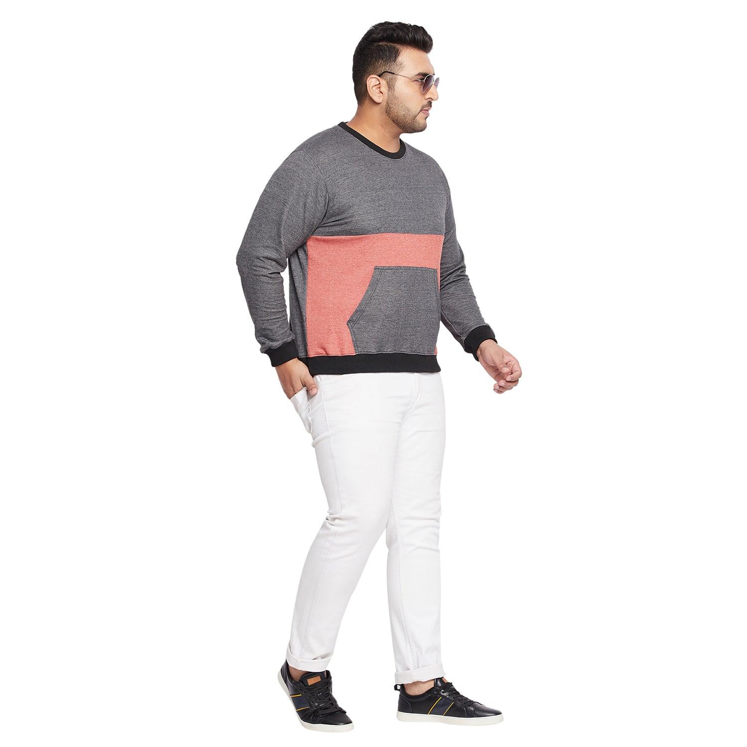 Men Plus Size Terry Colourblock Sweatshirt - bigbanana