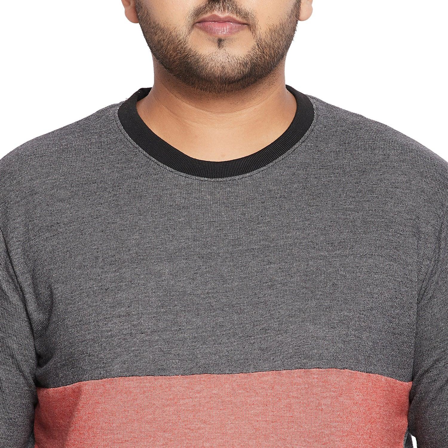 Men Plus Size Terry Colourblock Sweatshirt - bigbanana