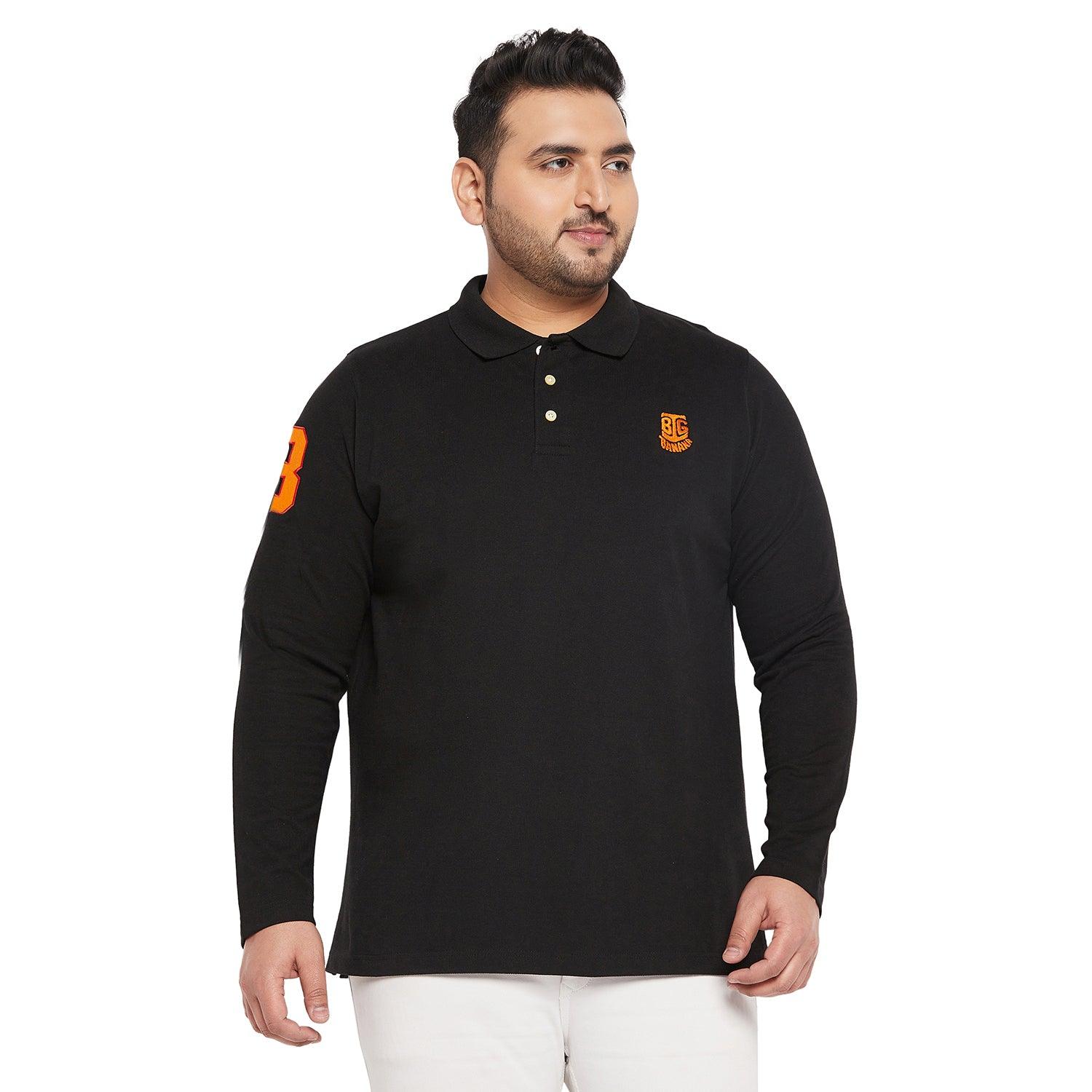 Men Plus Size Scalar Solid Polo Tshirt - bigbanana