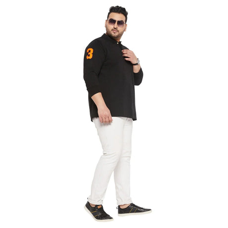 Men Plus Size Scalar Solid Polo Tshirt - bigbanana