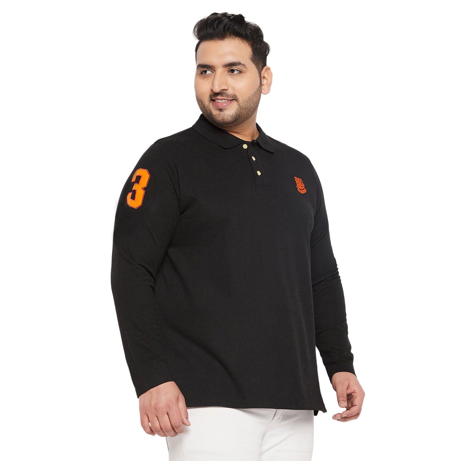 Men Plus Size Scalar Solid Polo Tshirt - bigbanana