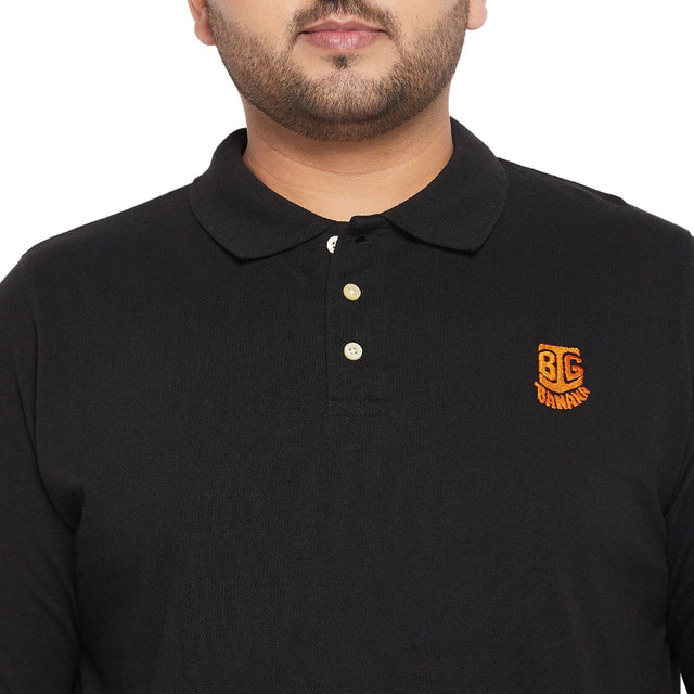 Men Plus Size Scalar Solid Polo Tshirt - bigbanana