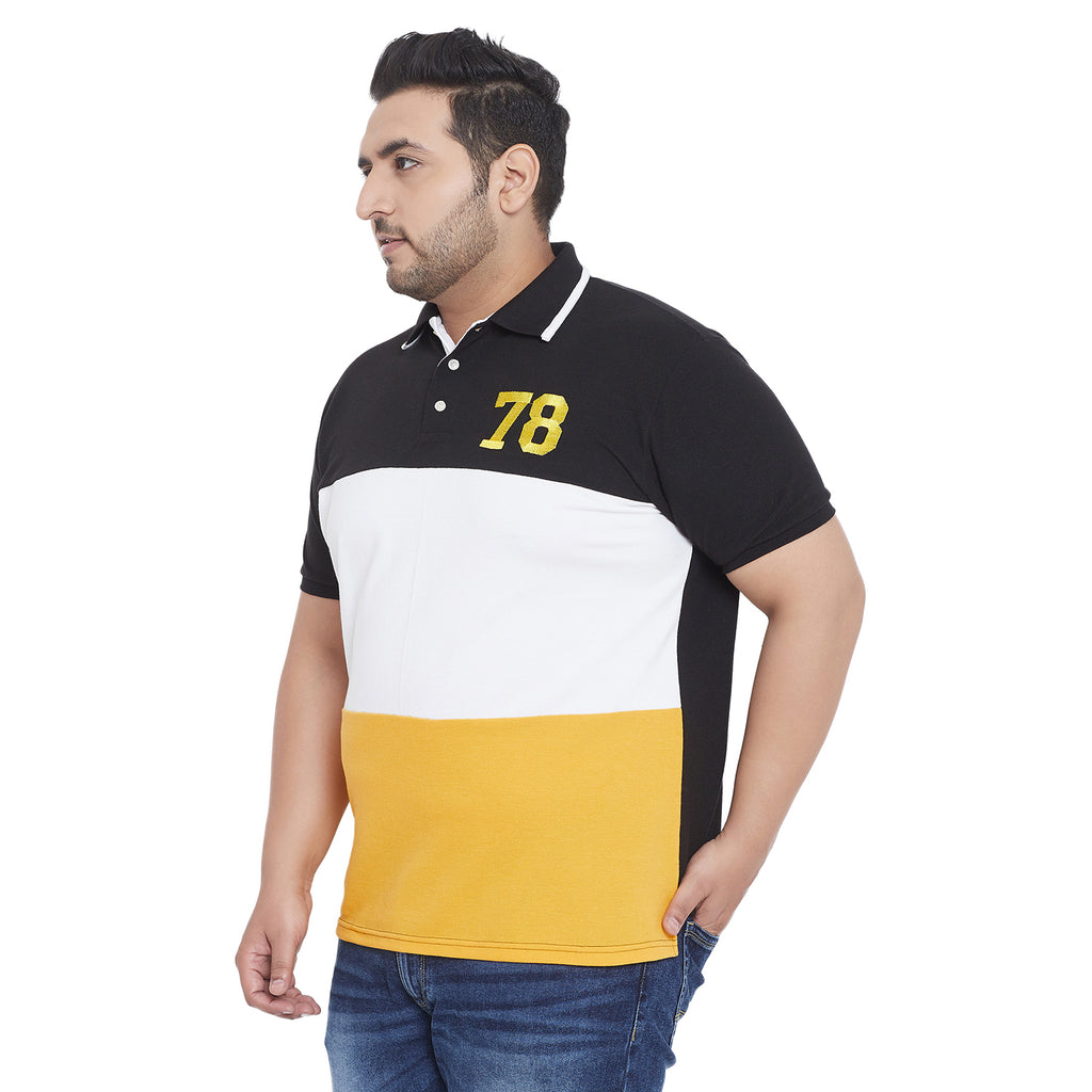 Men Plus Size Scarlet Colorblock Polo Tshirt - bigbanana