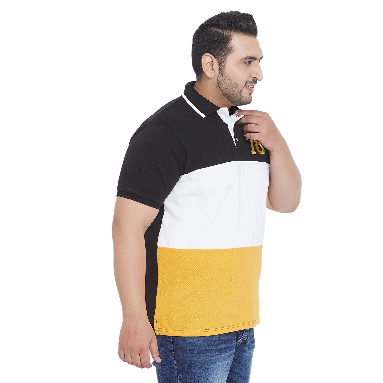 Men Plus Size Scarlet Colorblock Polo Tshirt - bigbanana