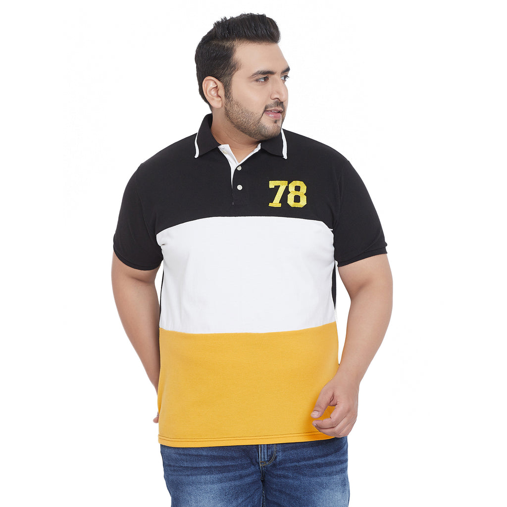 Men Plus Size Scarlet Colorblock Polo Tshirt - bigbanana