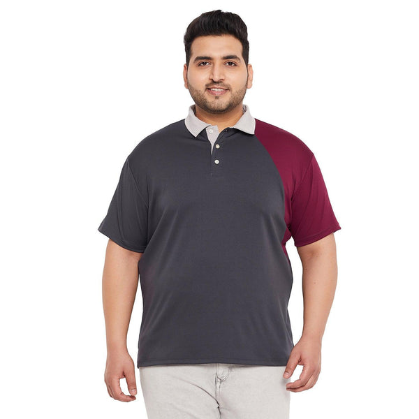 Men Plus Size Seal Colorblock Polo Tshirt