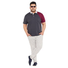 Men Plus Size Seal Colorblock Polo Tshirt - bigbanana