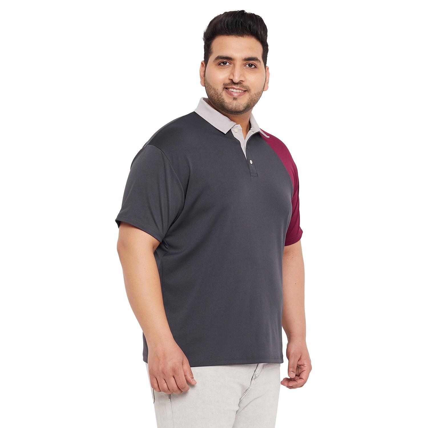 Men Plus Size Seal Colorblock Polo Tshirt - bigbanana