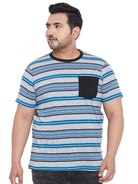 Men Plus Size Sean Striped Round Neck Tshirt - bigbanana