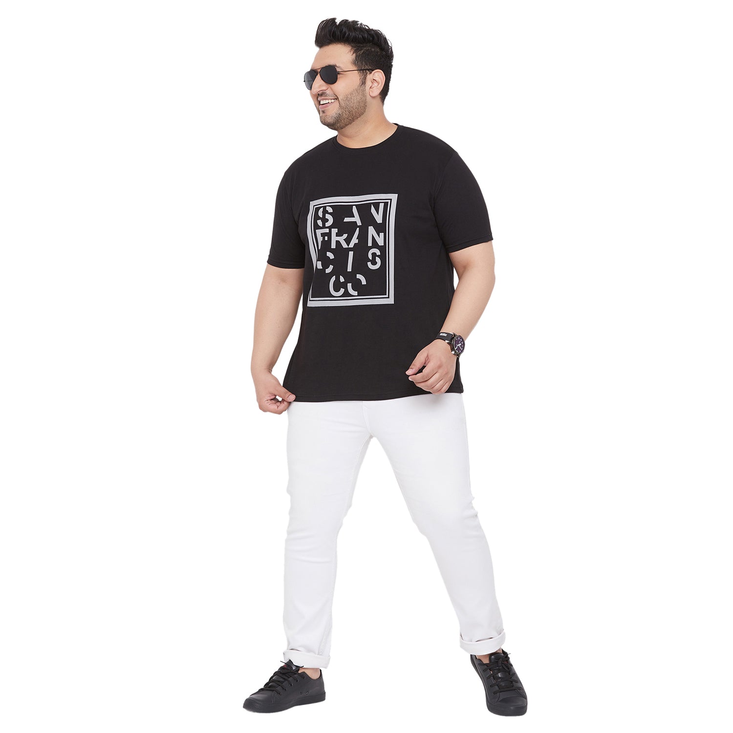 Men Plus Size SpaceB Printed Round Neck Tshirt - bigbanana