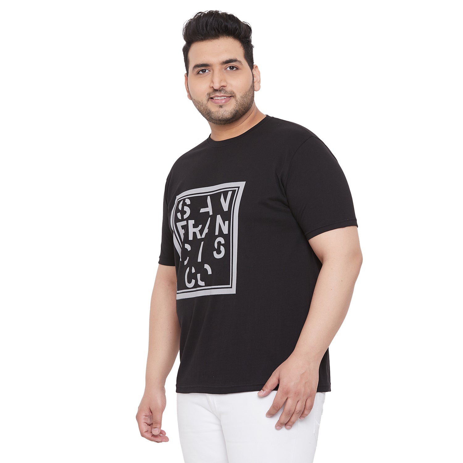 Men Plus Size SpaceB Printed Round Neck Tshirt - bigbanana