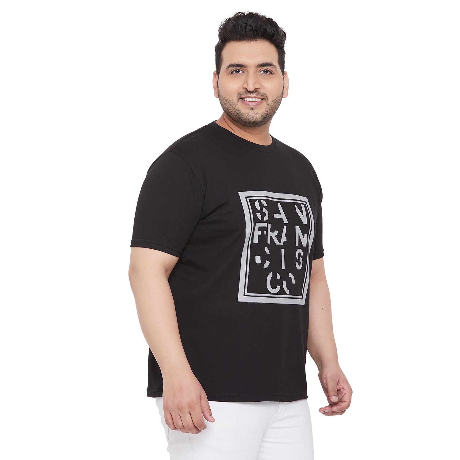 Men Plus Size SpaceB Printed Round Neck Tshirt - bigbanana