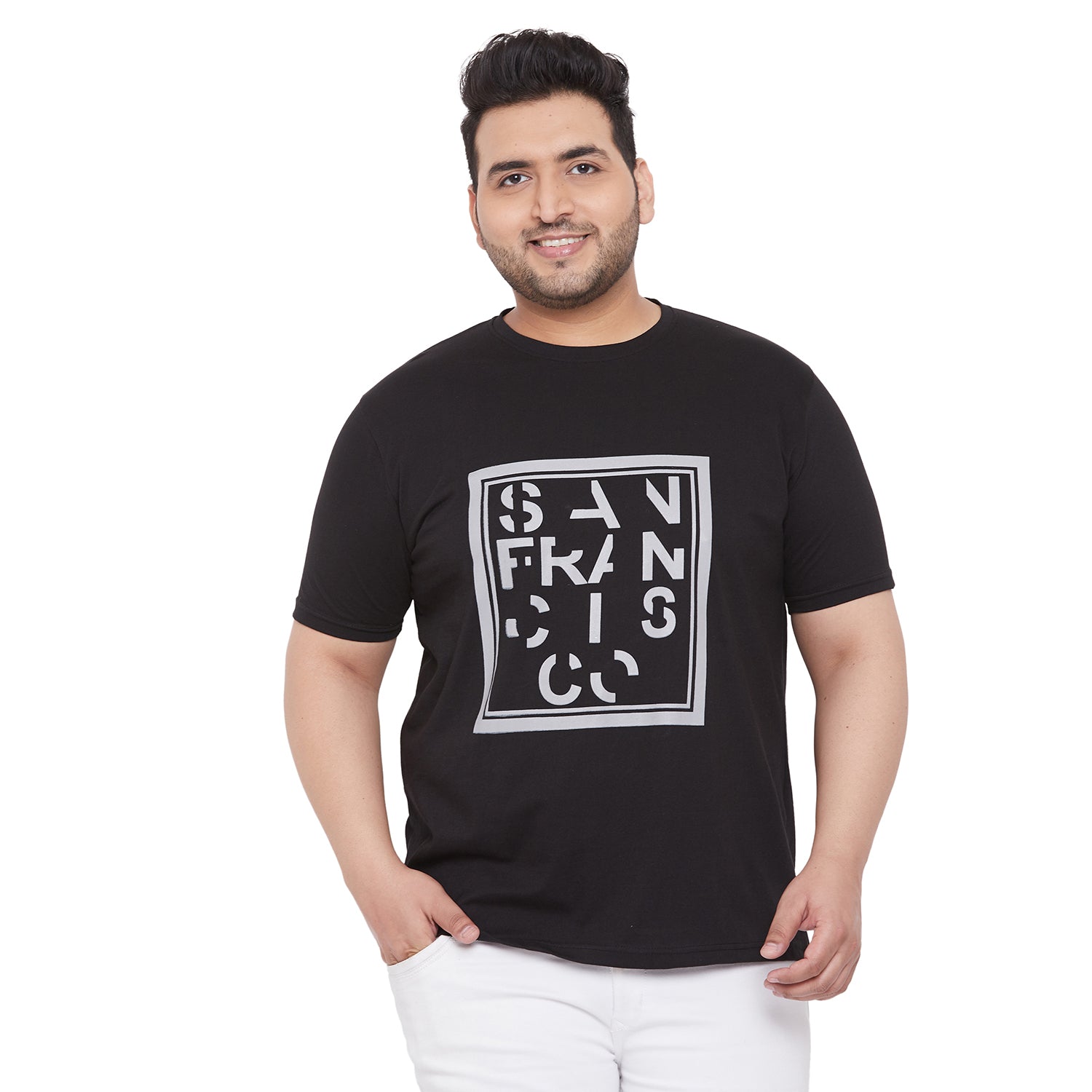 Men Plus Size SpaceB Printed Round Neck Tshirt - bigbanana