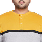 Men Plus Size Stirrup Colorblock Henley Tshirt - bigbanana